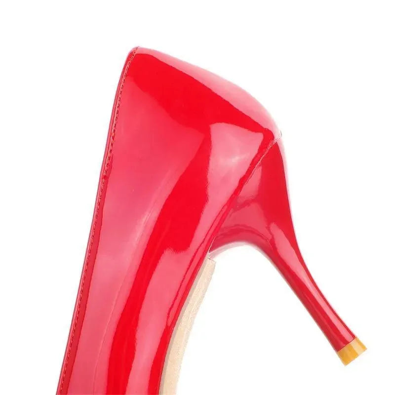 Stylish Solid Patent Leather Heeled Pumps - Women's Classic Pointed Toe High Heel Dress Shoes for Office, Party & Special Occasions