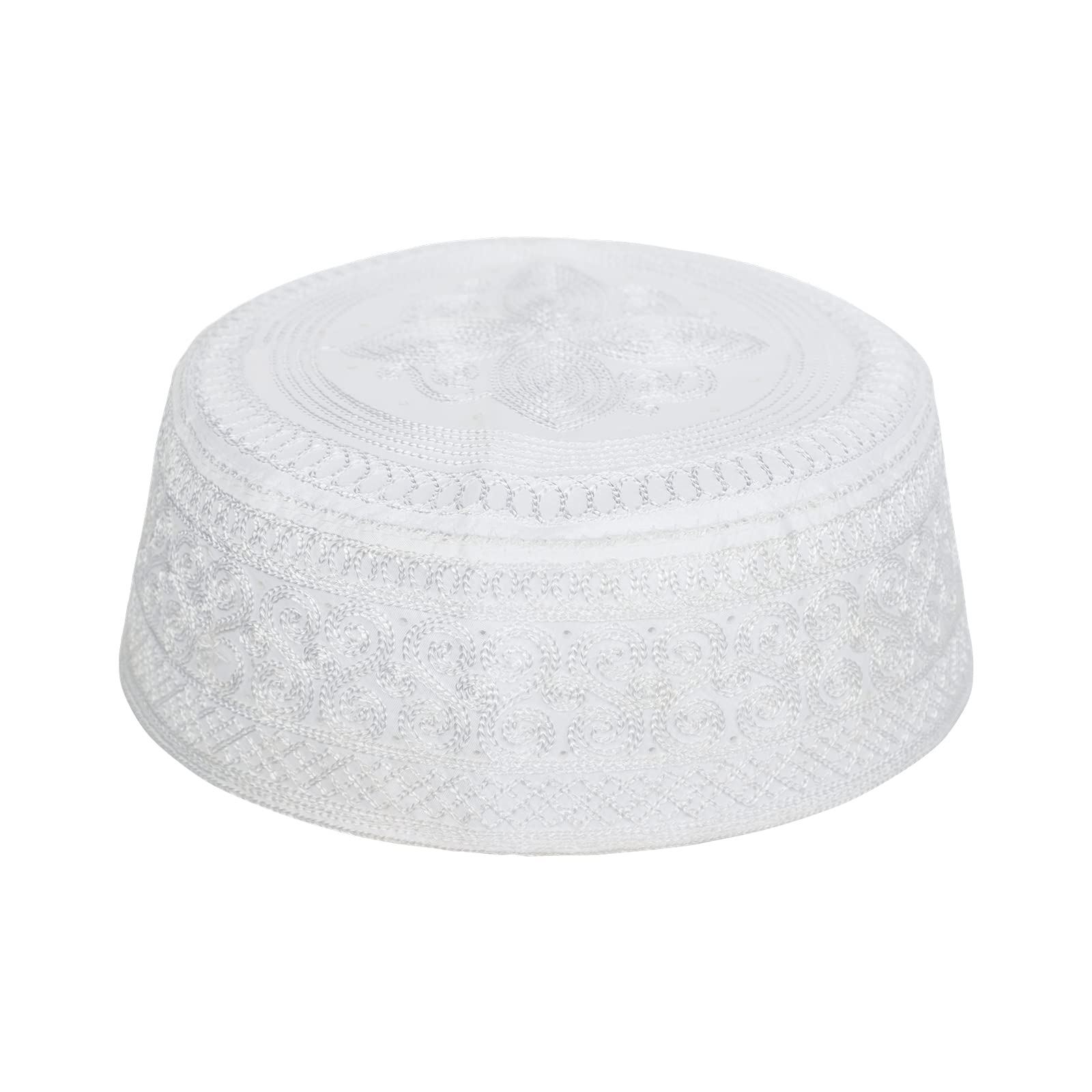 HKSICHENGKEJI Muslim Prayer Kufi Hat for Men - Islamic Skull Cap with Embroidery, Traditional Arabian Omani Turkish Beanie - Eid Gift for Prayer, Mosque & Special Occasions