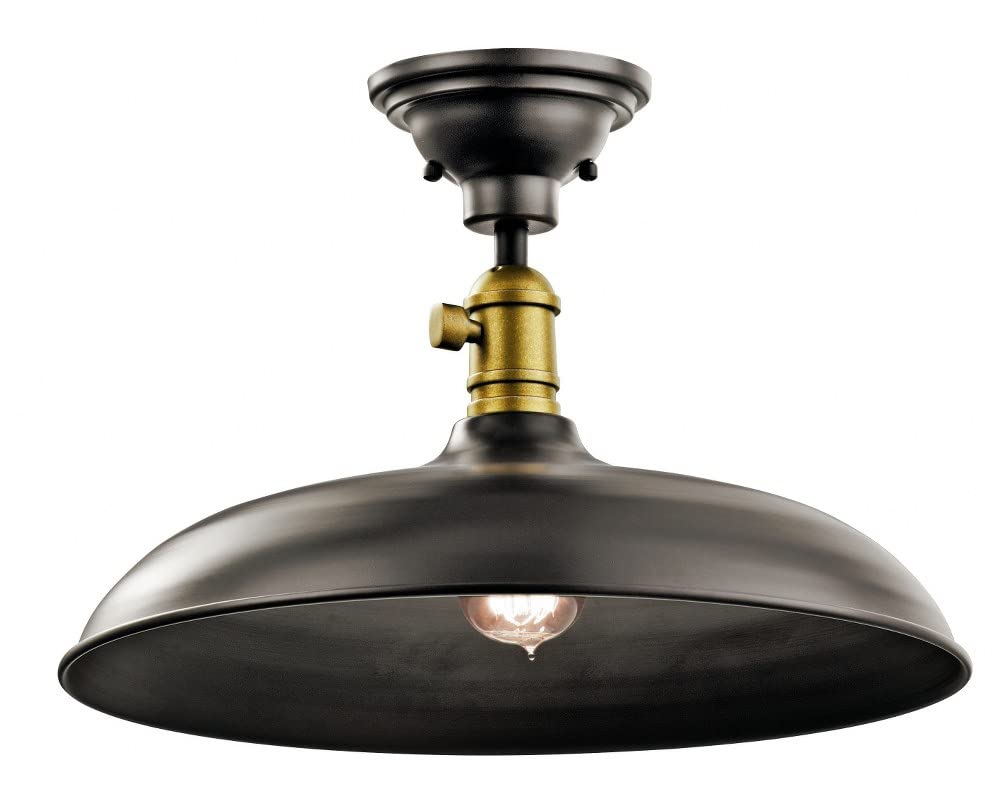 Vintage Farmhouse Pendant Light Fixture - 1 Light Metal Shade in Olde Bronze Finish | Rustic Kitchen Island Lighting, Dining Room Chandelier, Entryway Hanging Lamp