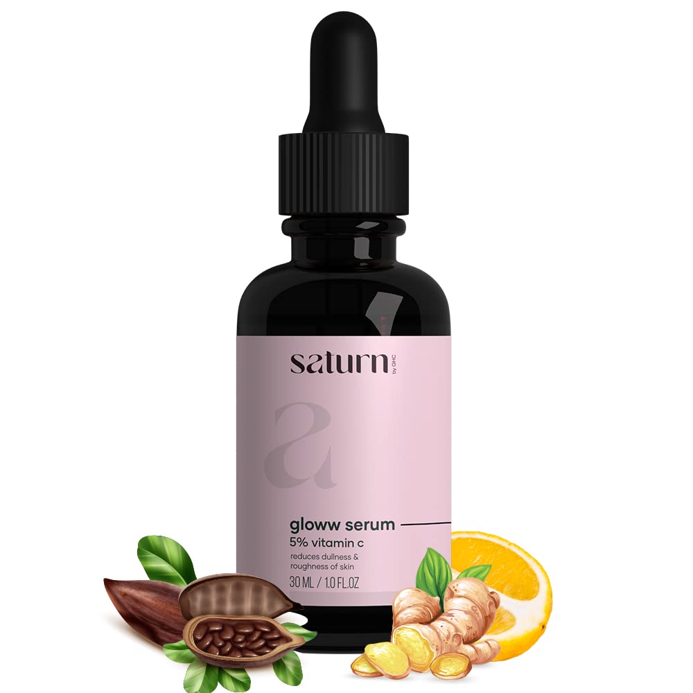 GHC Skin Care Saturn Combo: 5% Vitamin C Face Serum with Niacinamide & Natural Himalayan Stone Facial Massager (Jade Roller & Gua Sha) - Brightening, Glowing Skin | SLS-Free, Paraben-Free, 100% Vegan | All Skin Types | Perfect for Morning Routine & Nighttime Skincare