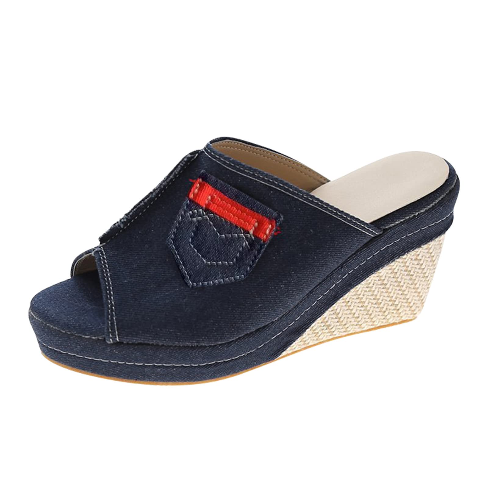 Women's Denim Wedge Sandals - Breathable Platform Sandals with Fish Mouth Design for Walking, Fashion & Versatile Style | Perfect for Beach, Summer Outfits & Casual Wear