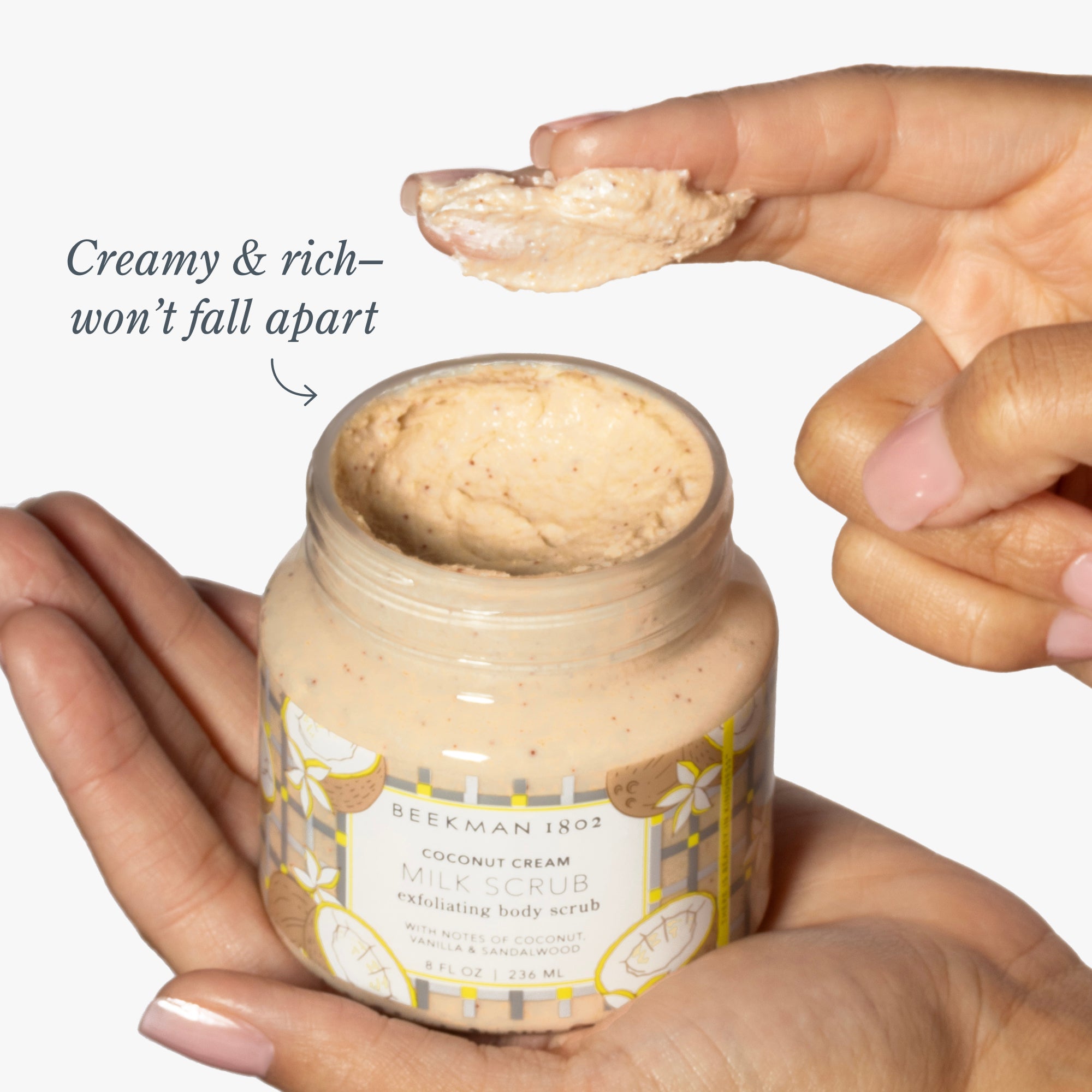 Organic Coconut Cream & Goat Milk Body Scrub with Oatmeal - Exfoliating & Moisturizing Skin Polish for Dry, Sensitive Skin - Perfect for Spa Day & Self-Care Routine