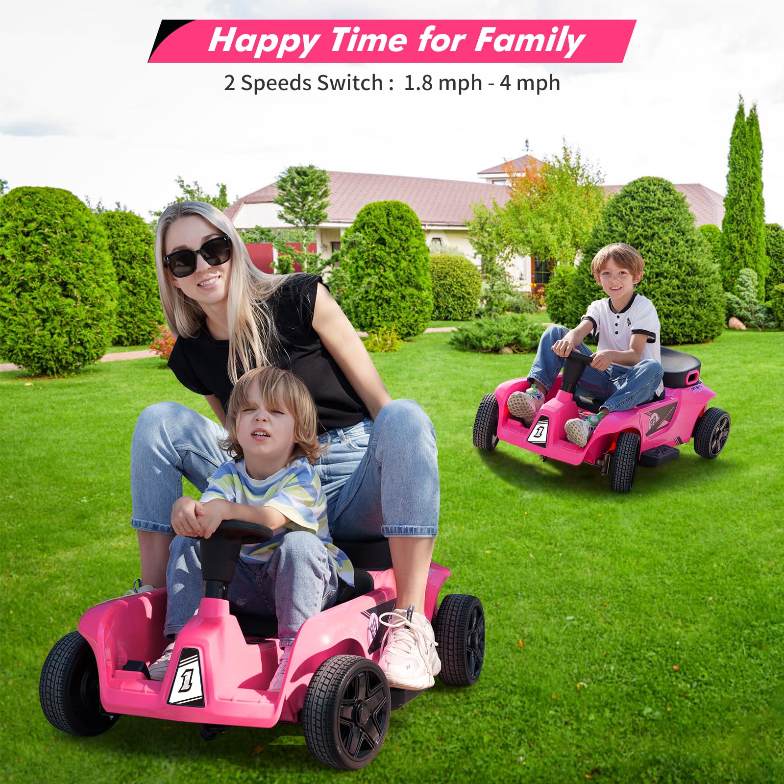 GARVEE 24V Kids Electric Ride-On Car - 2 Seater 4-Wheel Toy with 120W Dual Motors, 200 Lbs Capacity, Remote Control & Parental Modes | Includes Music, USB Port & Storage Box (Pink) - Perfect for Indoor & Outdoor Play, Birthday Gifts for Toddlers