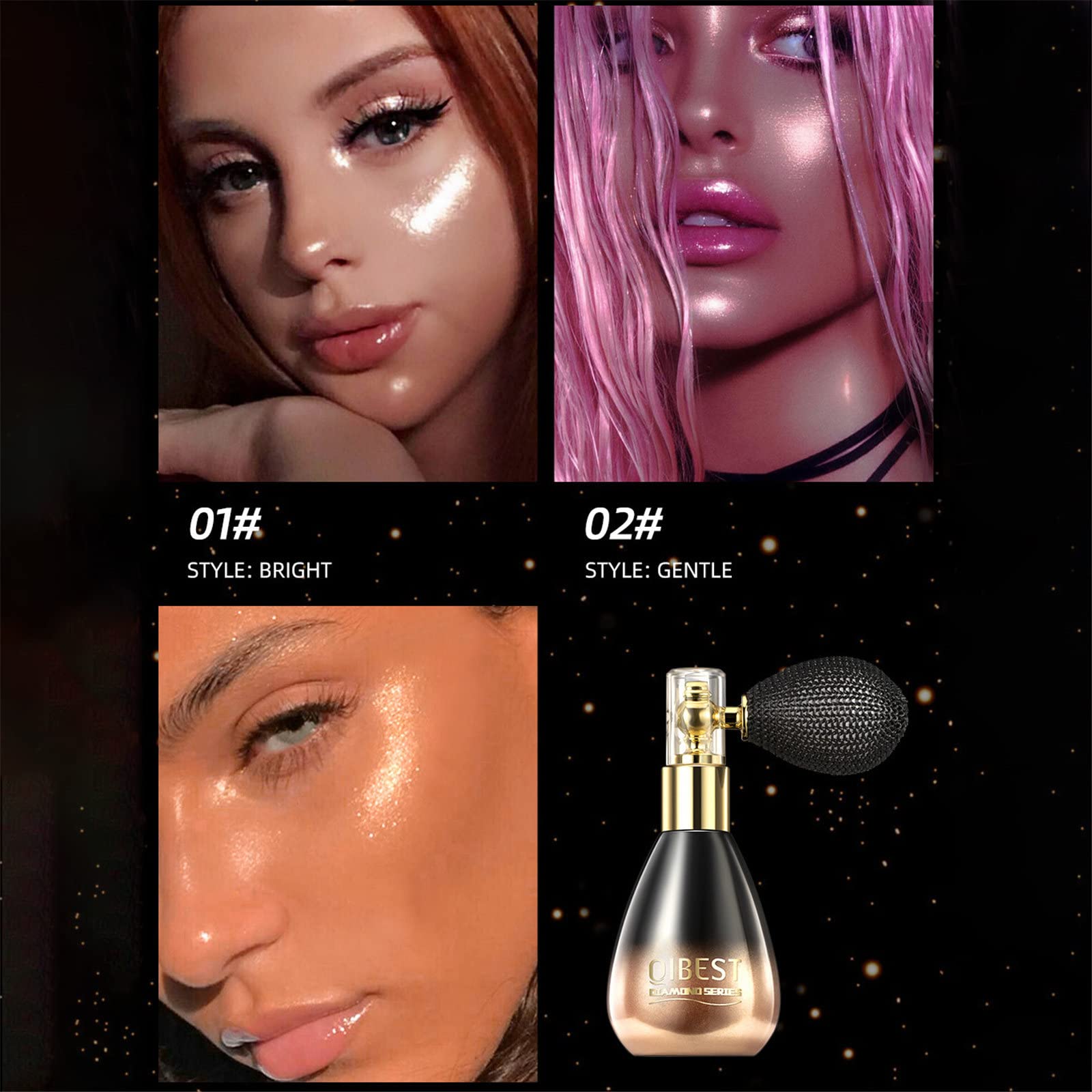 Glitter Highlighter Spray for Face, Body & Hair - Shimmering High Gloss Powder Makeup for Stage, Cosplay & Festivals | Long-Lasting Sparkle & Shine
