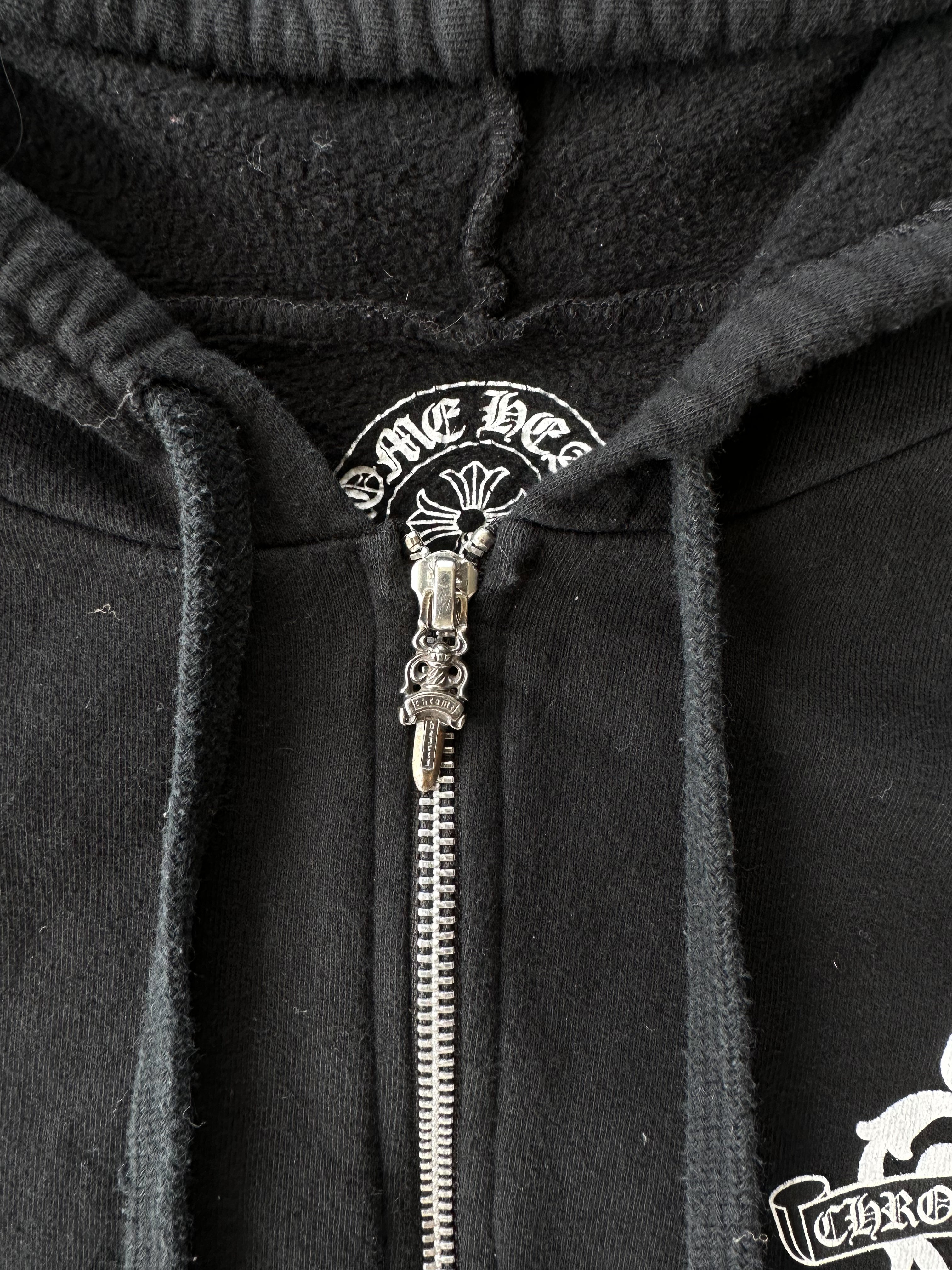Chrome Hearts Black & White Dagger Zip Up Hoodie for Men & Women | Gothic Streetwear Fashion | Perfect for Casual Outfits & Night Out
