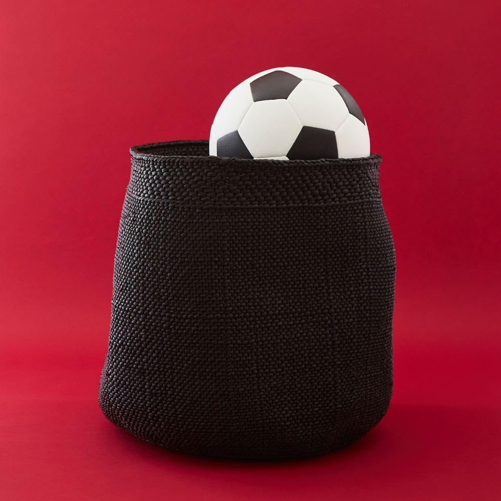 Large Black Iringa Woven Basket - Indoor Planter & Toy Storage Organizer for Home Decor, Nursery, and Living Room