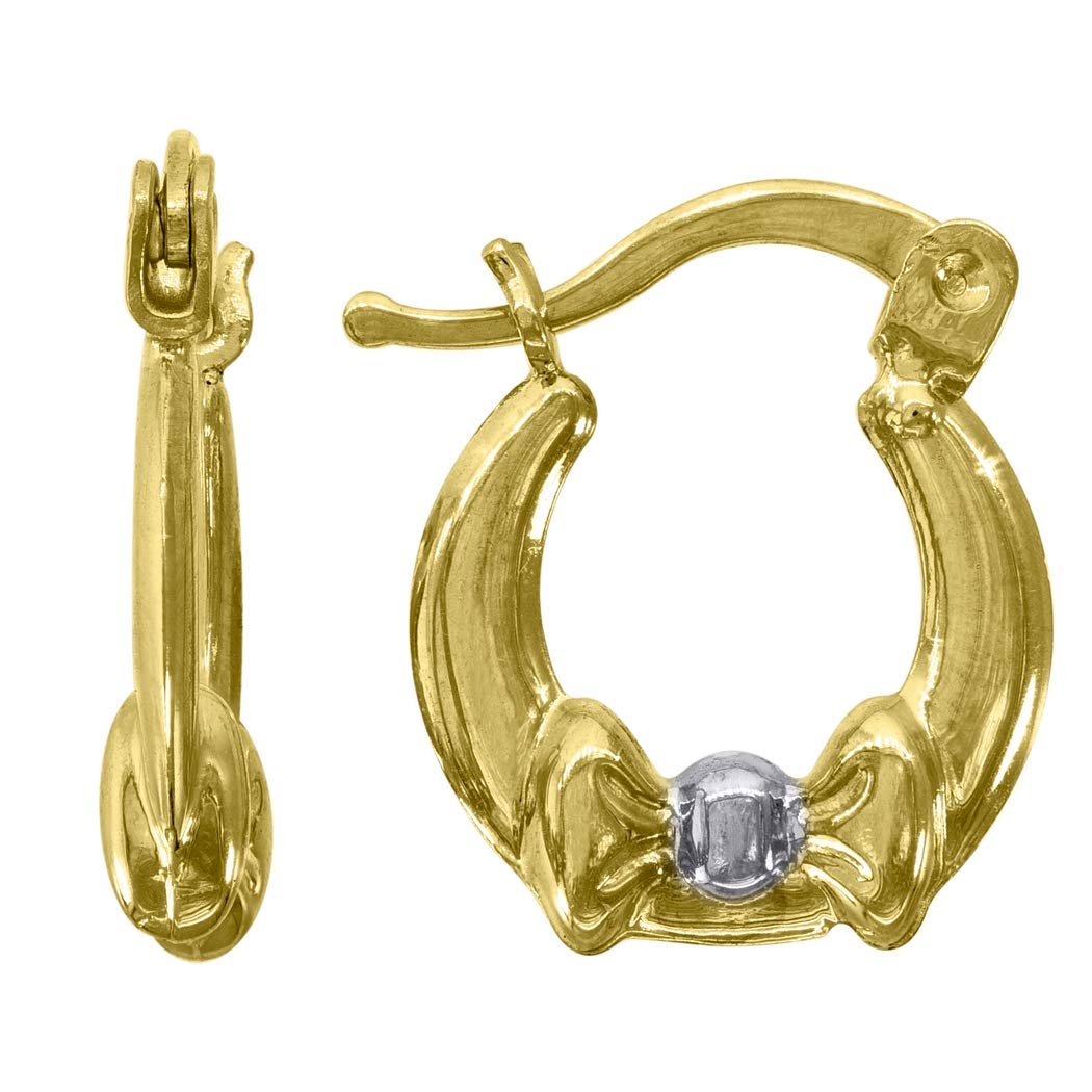10K Two-Tone Gold Women's Bow Hoop Earrings - 16.8x13.70mm Elegant Hoop Earrings for Everyday Wear & Special Occasions