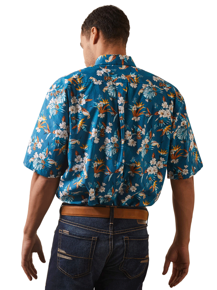 Ariat Men's Keon Classic Fit Shirt - Lyons Blue | Western Work Shirt for Ranch, Rodeo & Casual Wear