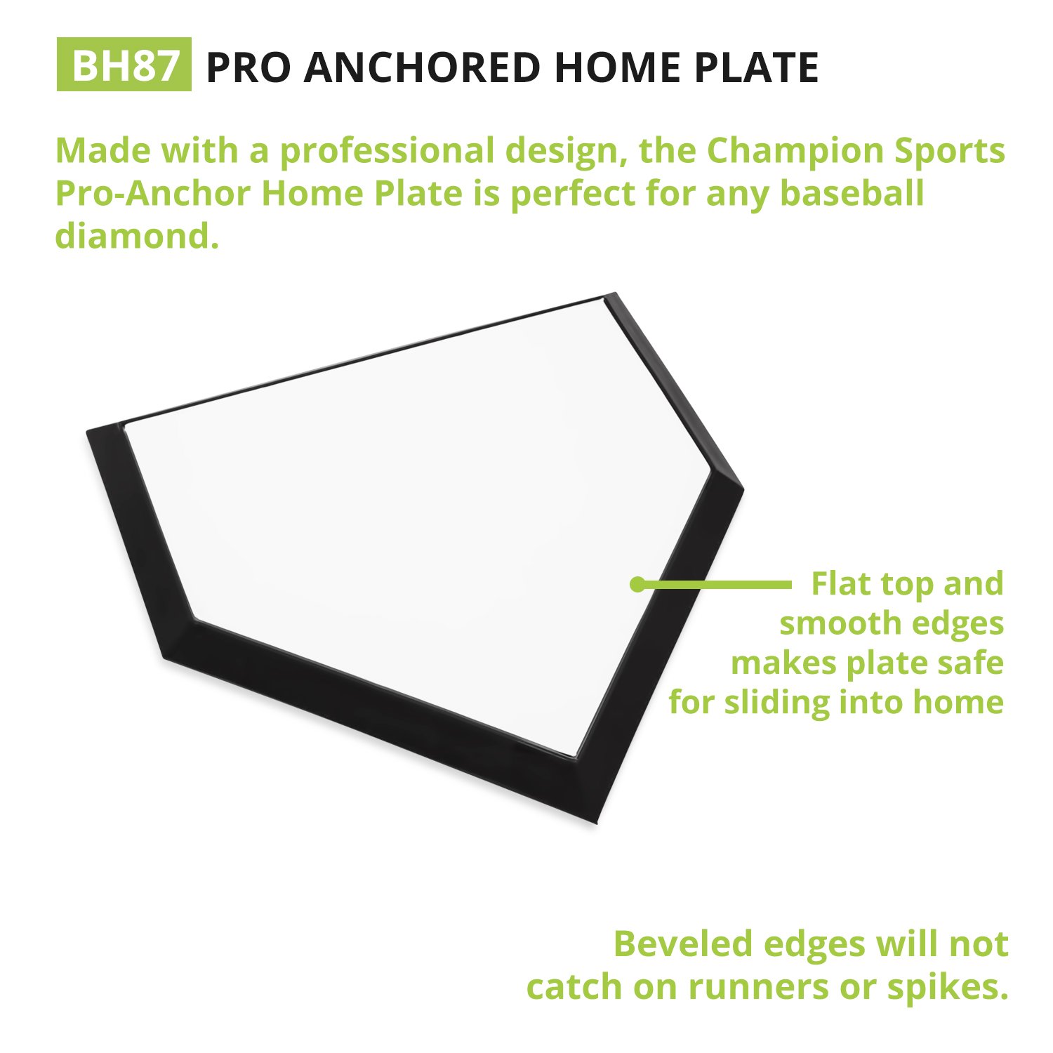 Champion Sports Universal Home Plate - Durable Baseball & Softball Training Base for Indoor & Outdoor Practice, Games, and Drills