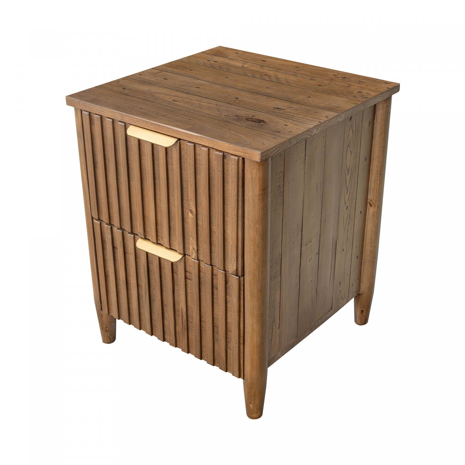 Branswell 2 Drawer Nightstand - Solid Wood Bedside Table with Storage, Brown Finish | Perfect for Bedroom, Guest Room, or Small Space Organization