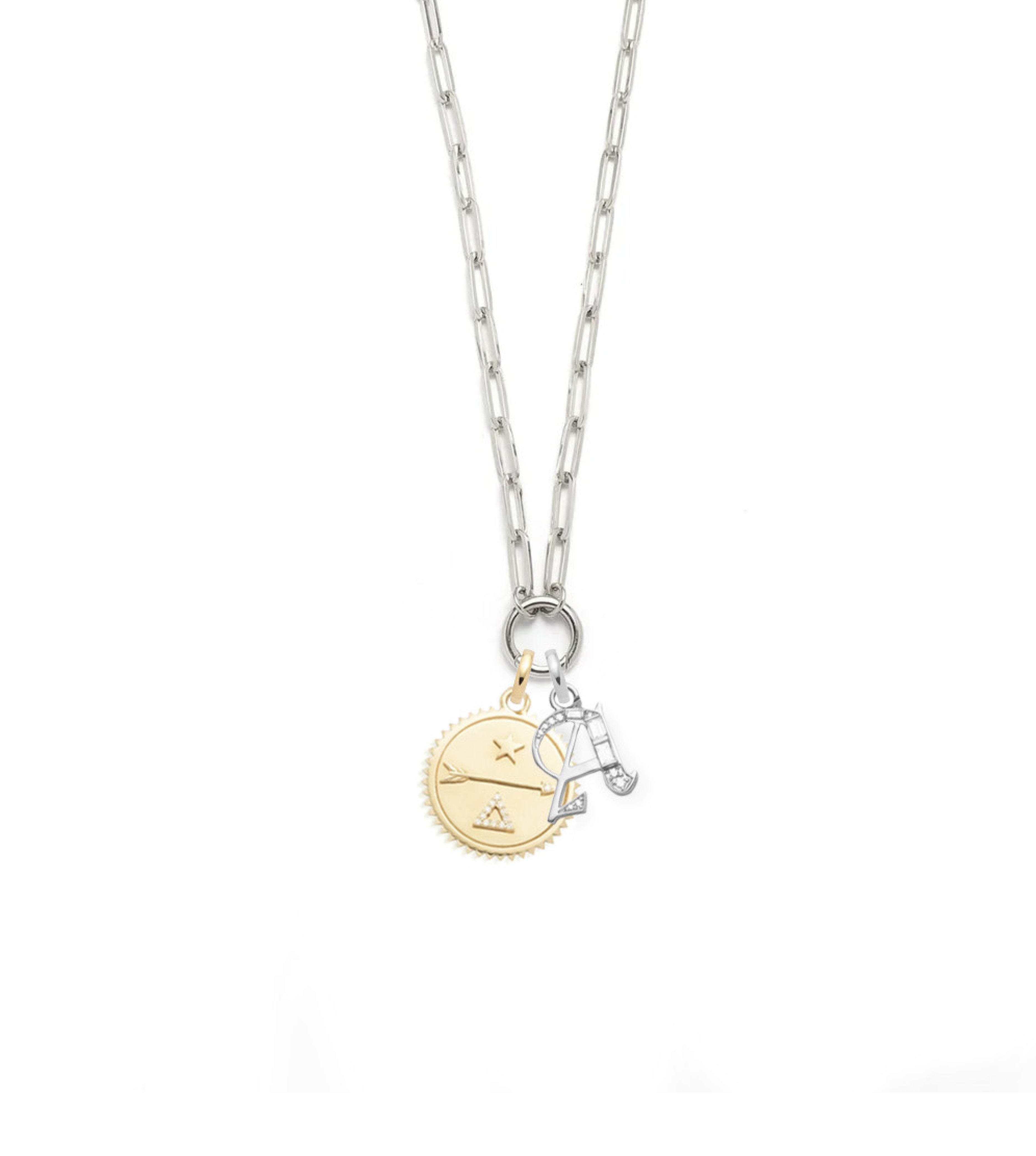 Personalized Initial Necklace - Classic Fob Open Clip Pendant for Women | Engraved Name Jewelry Gift for Mom, Wife, Girlfriend | Perfect for Birthdays, Anniversaries & Everyday Wear