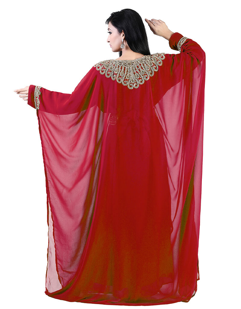 Elegant Red Georgette Heavy Farasha Dress - Perfect for Weddings, Parties & Special Occasions