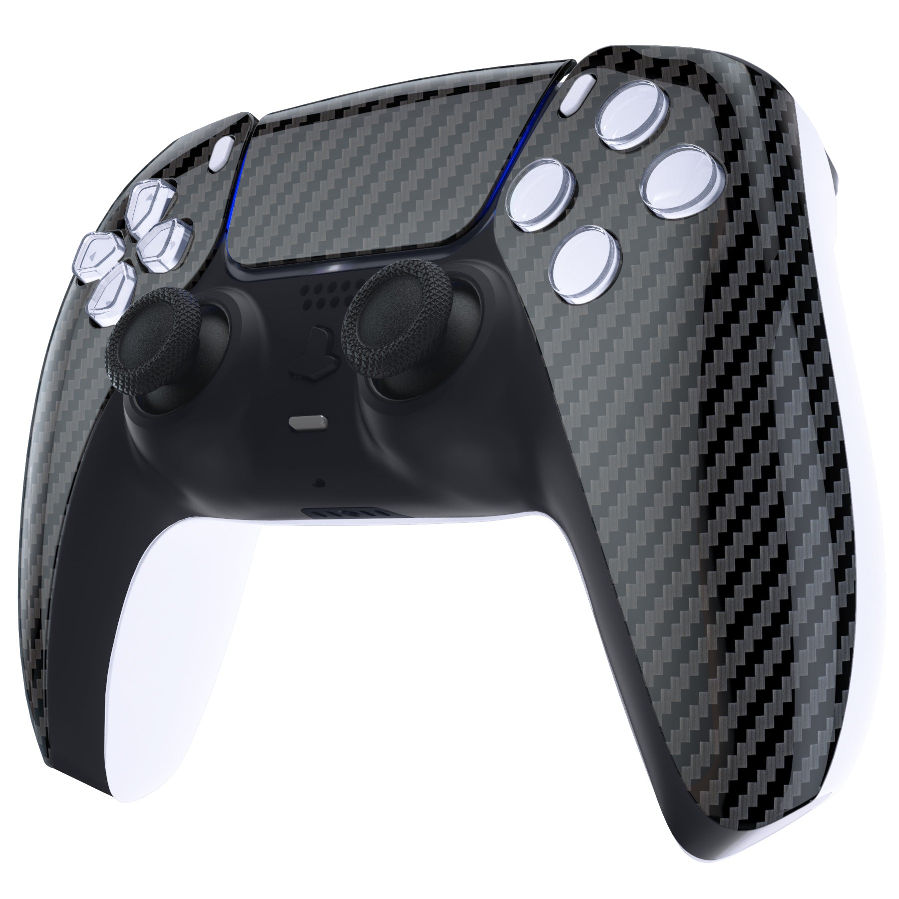 eXtremeRate PS5 Controller Front Housing Shell Replacement - Compatible with BDM 010/020/030/040/050 - Graphite Carbon Fiber Design - Perfect for Gaming, Customization & Controller Repair