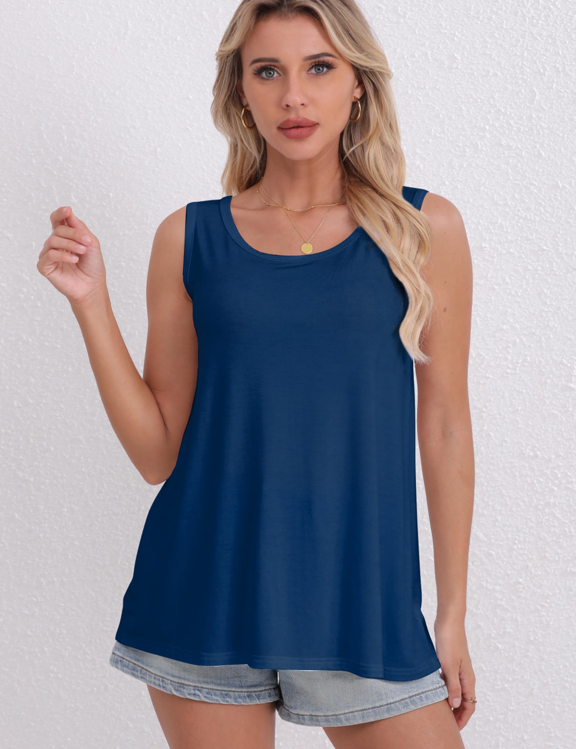 BQTQ 3 Pack Women's Loose Fit Tank Tops - Soft Summer Sleeveless Shirts with Scoop Neck for Casual Wear, Gym, Yoga & Beach Outfits