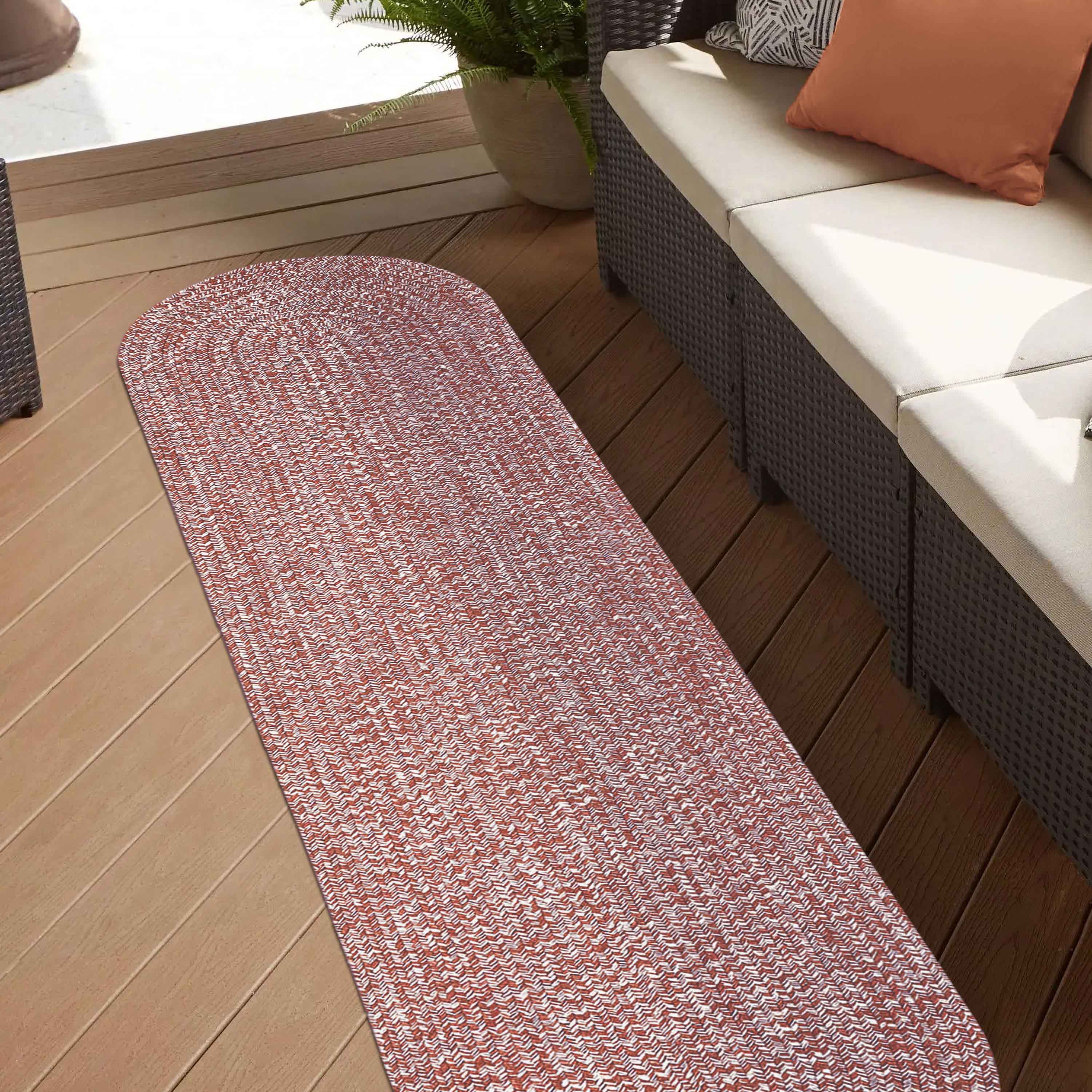 Reversible Braided Area Rug - 2-Tone Indoor/Outdoor Rug for Living Room, Bedroom, Patio & Deck - Non-Slip Durable Floor Mat for Home Decor