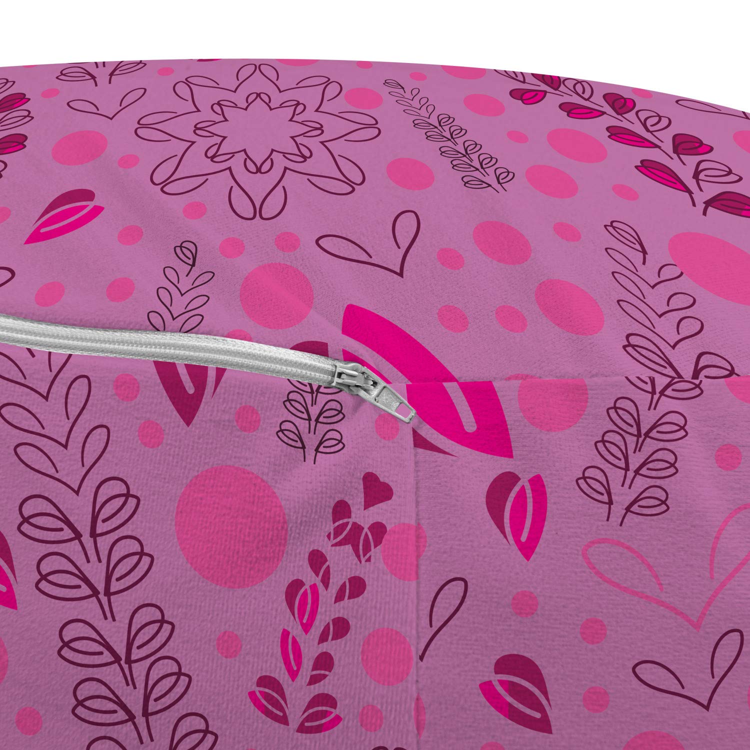 Ambesonne Botany Pouf Cover with Zipper - Sketch Style Leaves Twigs Berries Circles Pattern - Soft Decorative Fabric Unstuffed Case 30
