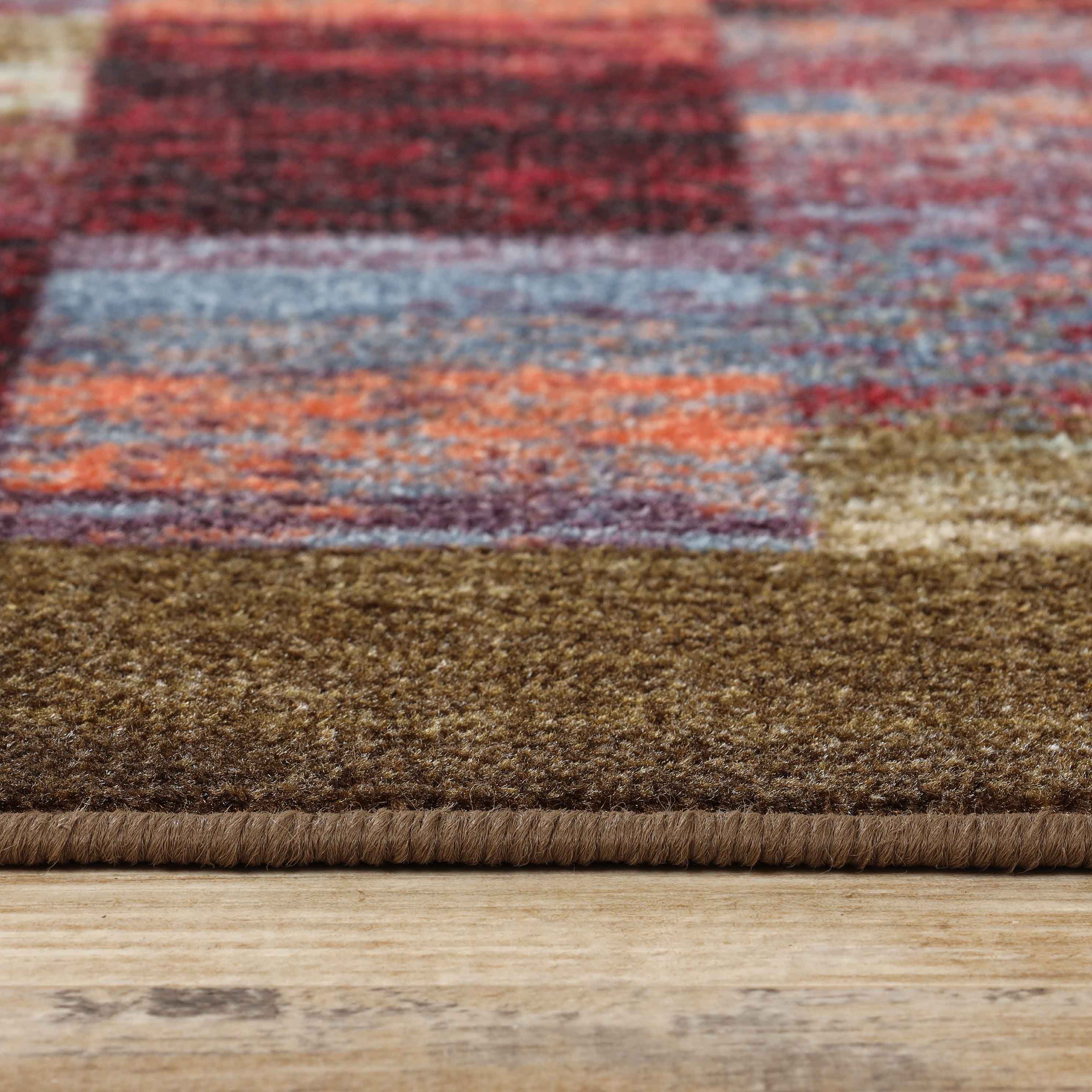 Lockwood Color Block Non-Slip Washable Indoor Area Rug or Runner - Perfect for Living Room, Bedroom, Entryway & High Traffic Areas
