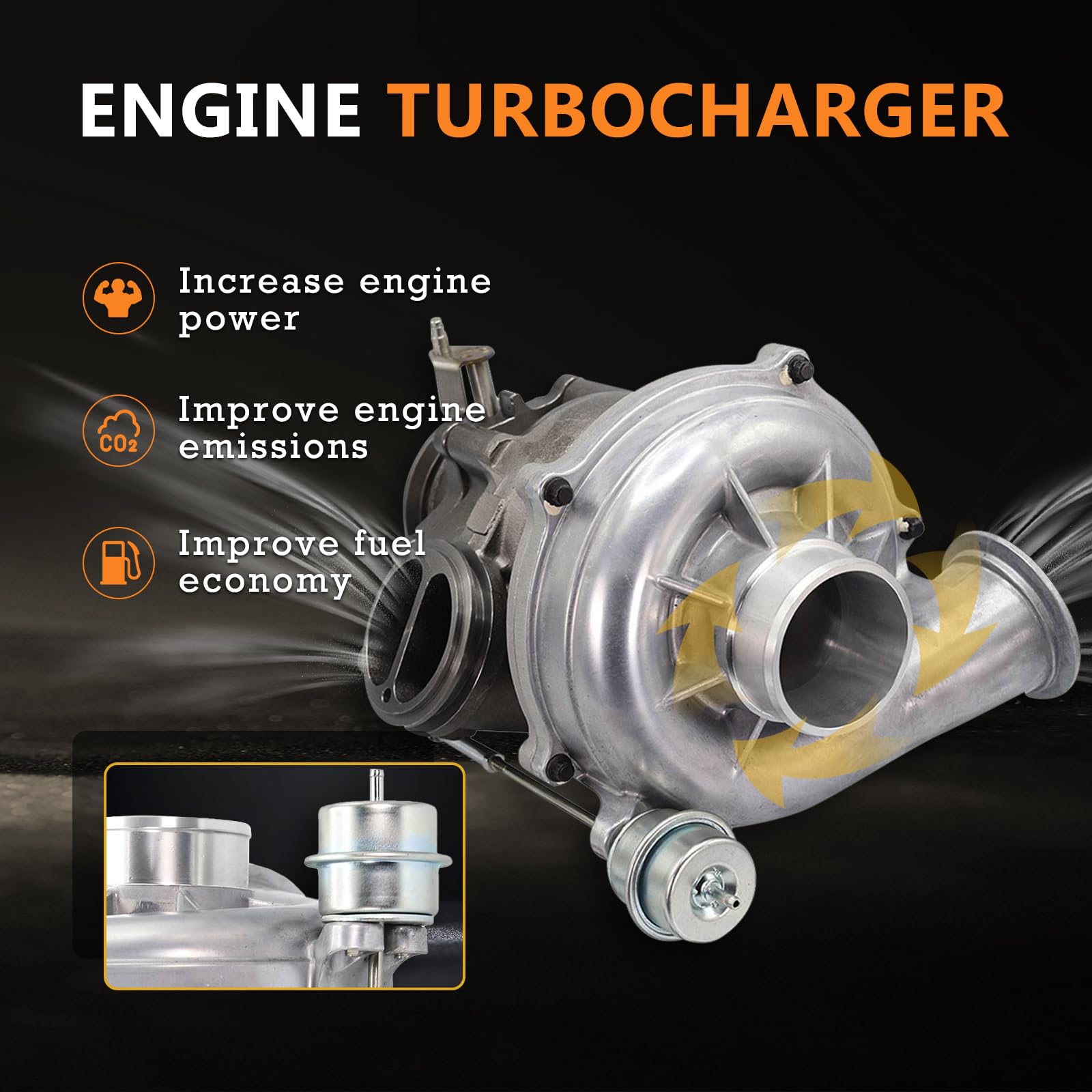 Bapmic 1831383C92 Turbocharger Kit for Ford F-250 F-350 F-450 F550 Powerstroke Diesel 7.3L (1999-2003) - High Performance Replacement Turbo Charger for Enhanced Engine Power & Towing Capacity