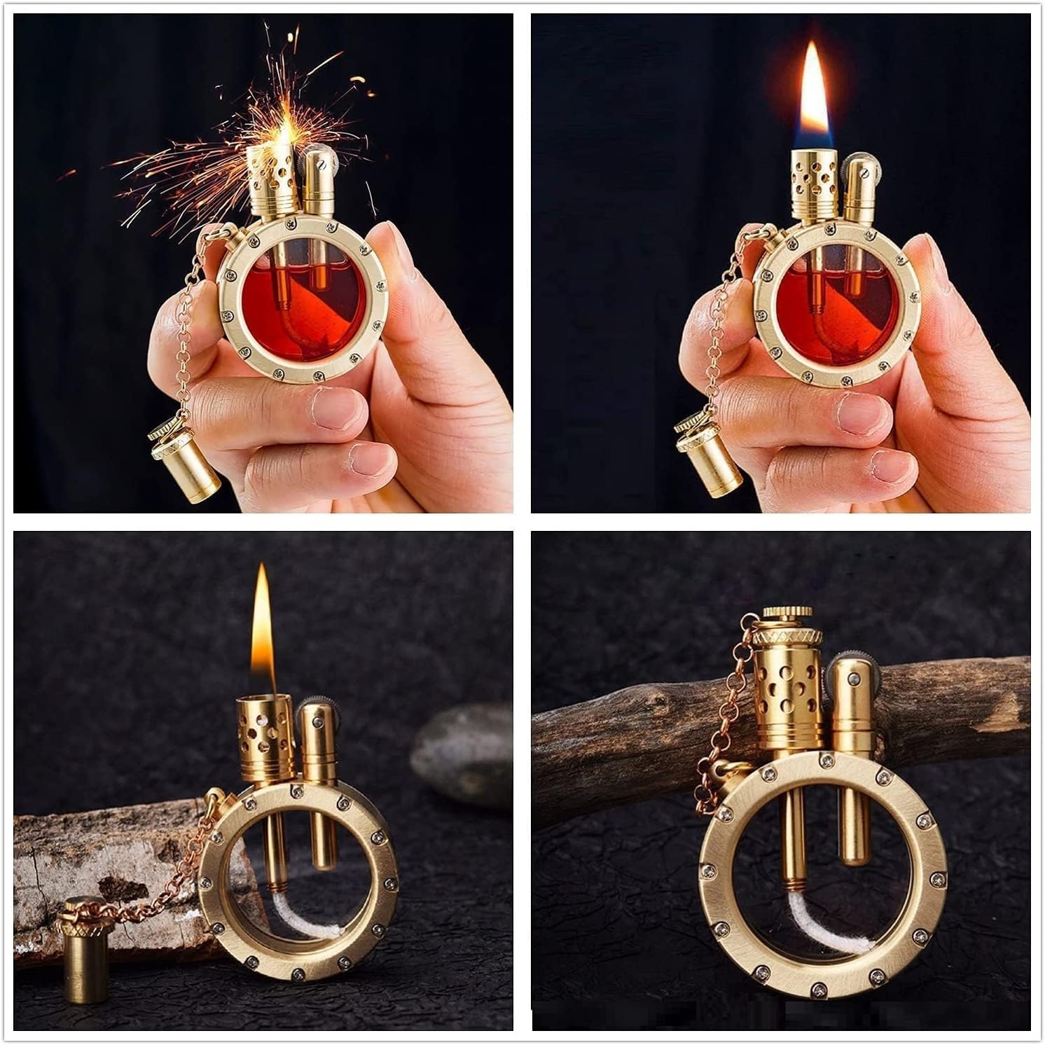 Vintage Steampunk Kerosene Lighter - Unique Metal Round Gift for Men (Father's Day, Camping)