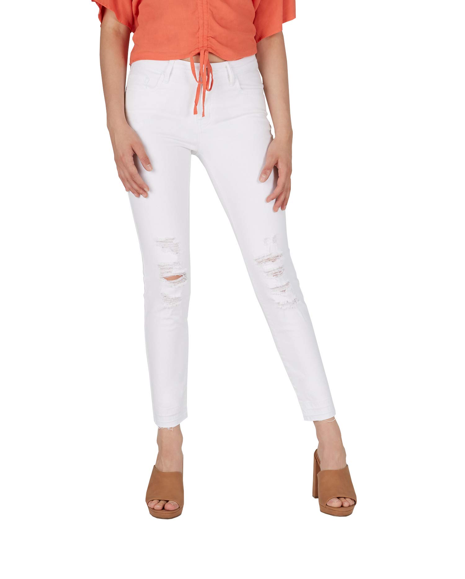 Numero Women's Mid Rise Crop Distressed Jeans - Vintage Style Denim Pants for Casual Outfits & Streetwear Fashion | Perfect for Everyday Wear, Dating, and Weekend Outings