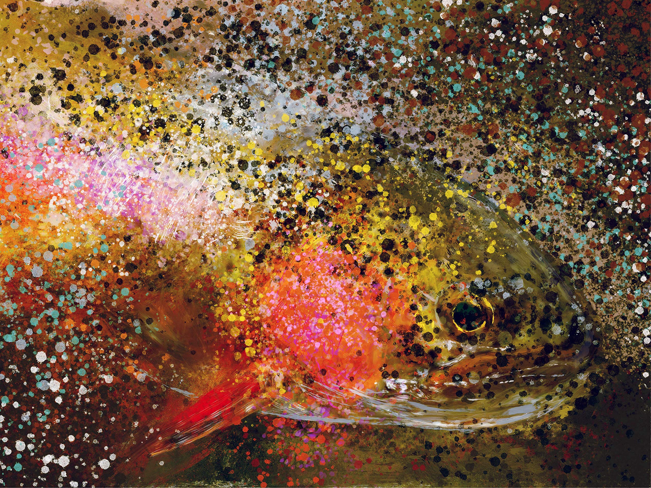 Trout Wall Art Print - Fly Fishing Gift Idea | Colorful Modern Fisherman Artwork | Hand Signed by Jack Tarpon | Multiple Size Options | Perfect for Home Office, Cabin, or Fishing Lodge Decor