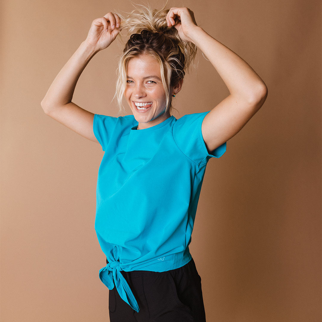 Cobalt Blue Front Tie Blouse for Women - Stylish Casual & Office Wear - Perfect for Summer Outfits and Layering