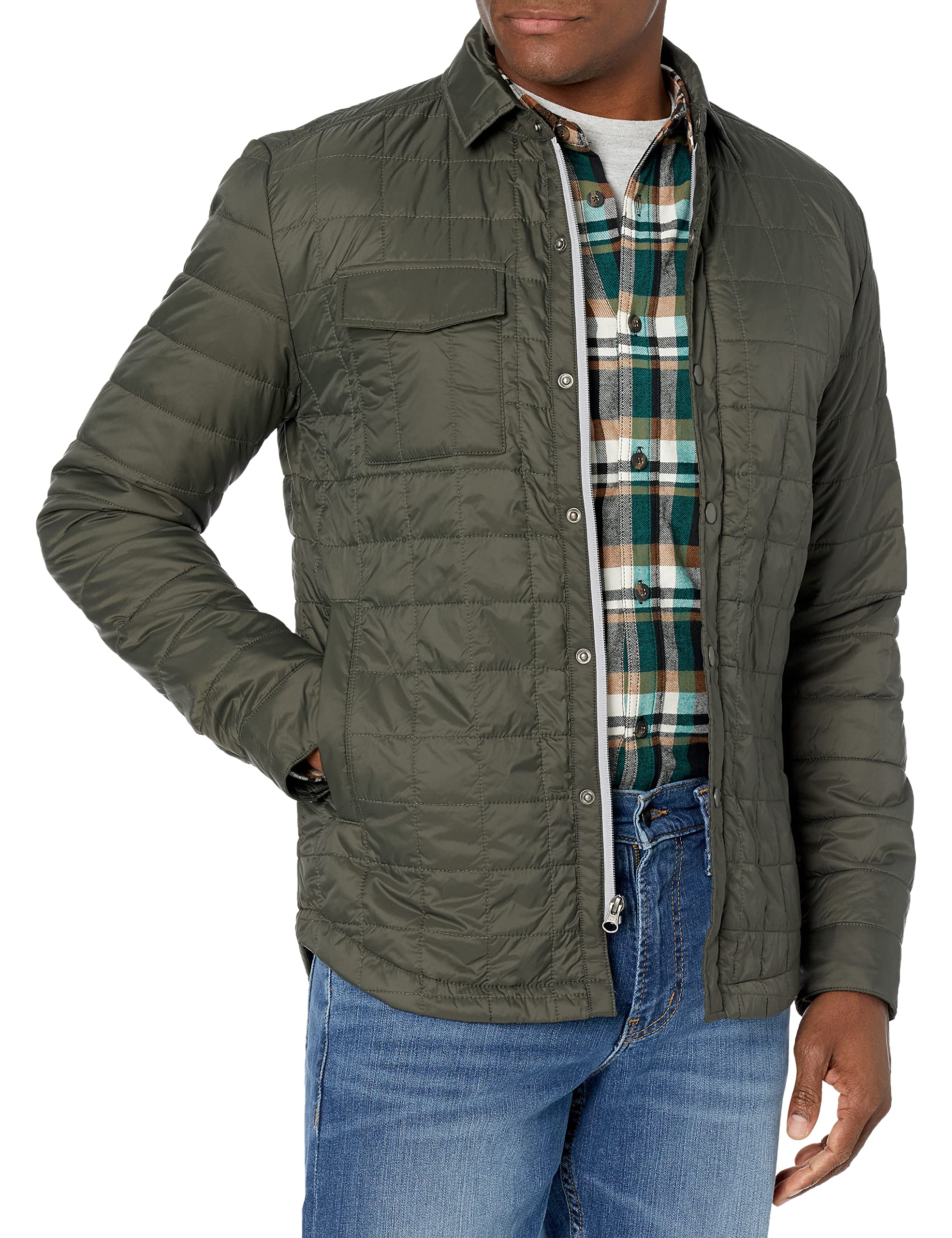 Cutter & Buck Men's Rainier Shirt Jacket - Lightweight Water-Resistant Outdoor Shirt for Hiking, Camping & Casual Wear