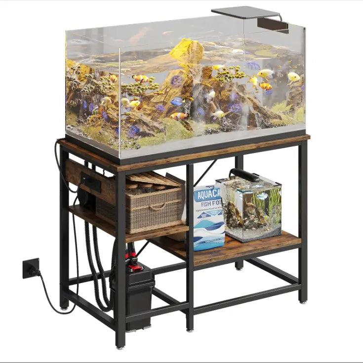 Bestier 20/37/40/50 Gallon Aquarium Stand with Power Outlets - Heavy Duty Metal Fish Tank Cabinet for Living Room, Bedroom & Office Decor
