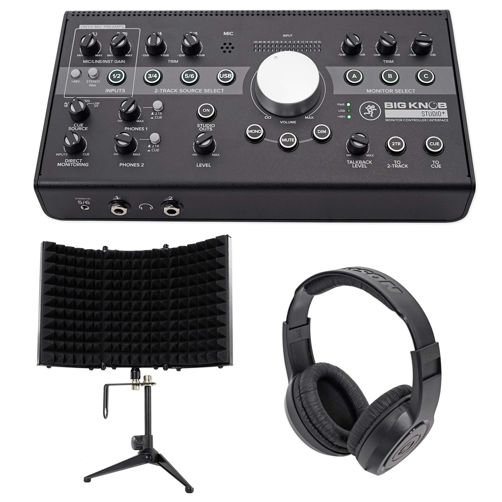 Mackie Big Knob Studio Plus Monitor Controller Interface with Headphone Output & EMI Shield - Professional Audio Mixing & Recording Studio Equipment for Music Producers & Sound Engineers