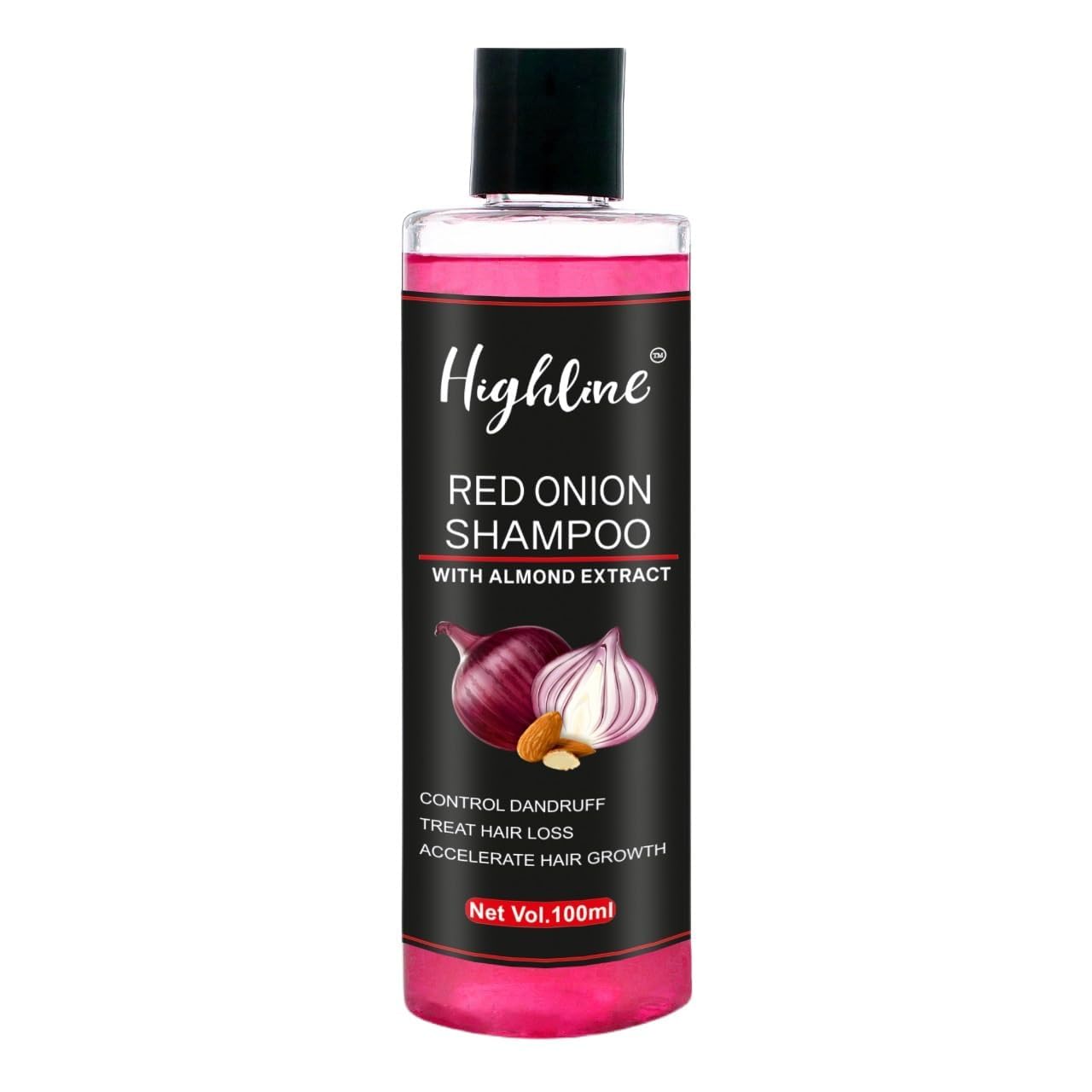 Highline Onion Shampoo for Hair Fall Control & Hair Growth - With Onion & Almond Extract (100ml) | Strengthens Hair & Promotes Growth | Perfect for Daily Use & Scalp Care