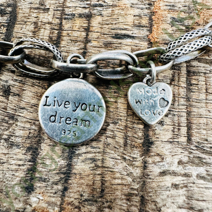 Live Your Dream Sterling Silver Charm Necklace - Elegant & Inspirational Jewelry for Women, Perfect for Gifts, Daily Wear & Special Occasions