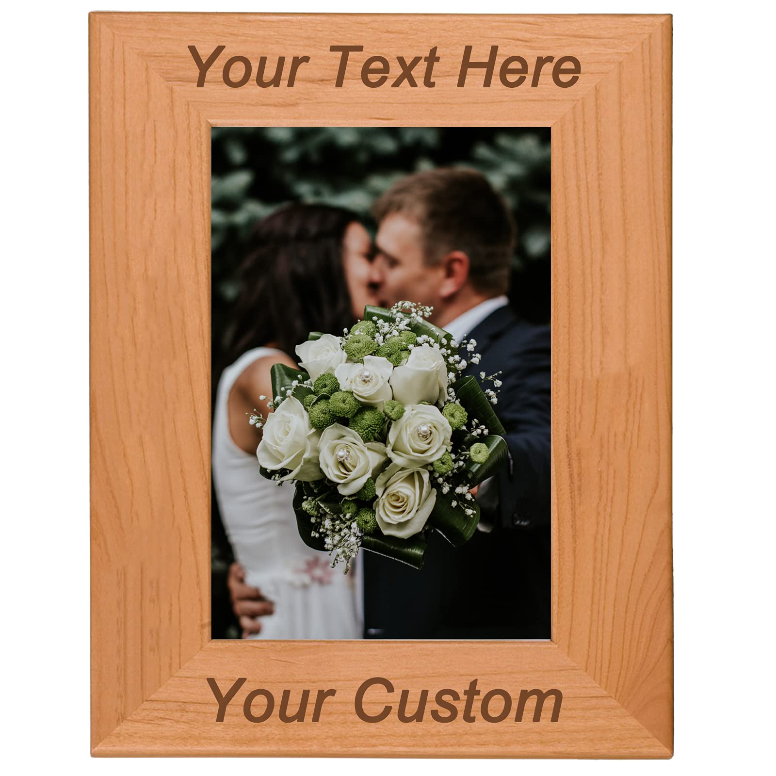 Custom Engraved Solid Wood Picture Frame 4x6 Inches - Personalized Photo Frame with Text, Hanging or Tabletop Display - Perfect for Home Decor, Wedding Gifts & Office Art Displays