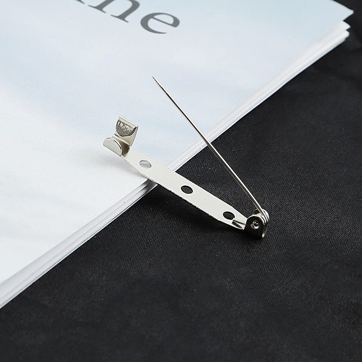JND Brooch Clip Base Pins - 50pc Silver Medium Safety Pins for DIY Jewelry Making, Brooch Settings & Craft Supplies | Perfect for DIY Necklaces, Pendants & Accessories