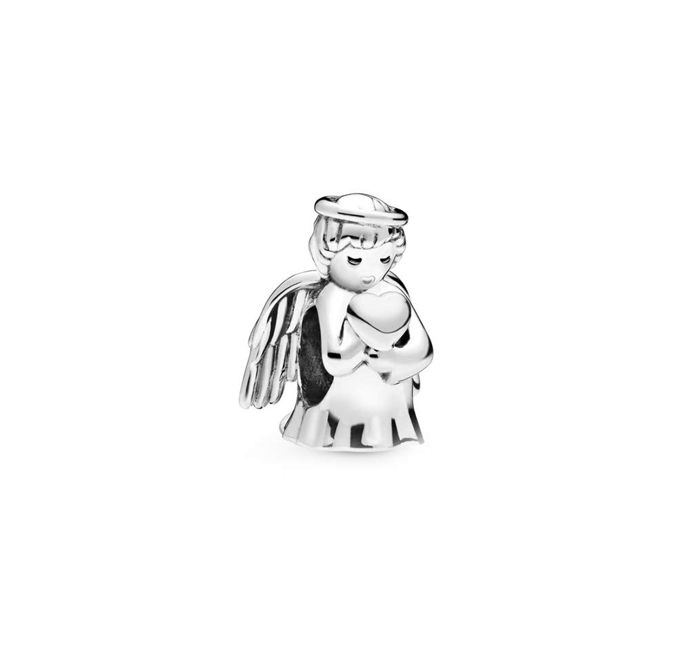 Mini Jewelry Angel Love Charm for Pandora Moments Bracelets - Sterling Silver Religious Heart Pendant with Jesus - Perfect for Gifts, Baptisms & Faith-Based Jewelry Collections