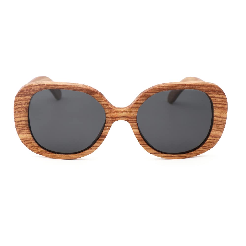 Women's Polarized Sunglasses - Wood Frame Oversized UV Protection - Fashionable & Durable for Outdoor, Driving & Sports Activities