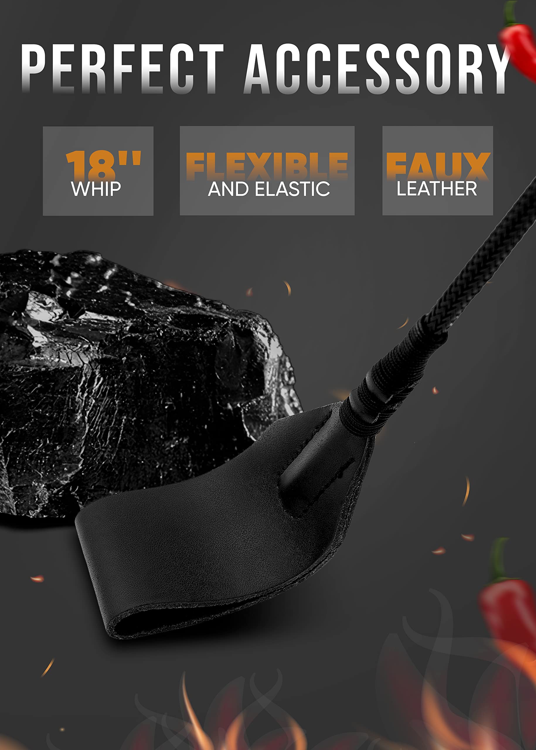 BDSM Starter Kit - Black Faux Leather Crop & Red Whip Set with Double Slapper, Adult Spanking Paddle & Flogger for Couples Play | Sensual Bondage, Roleplay & Kink Accessories for Bedroom Fun