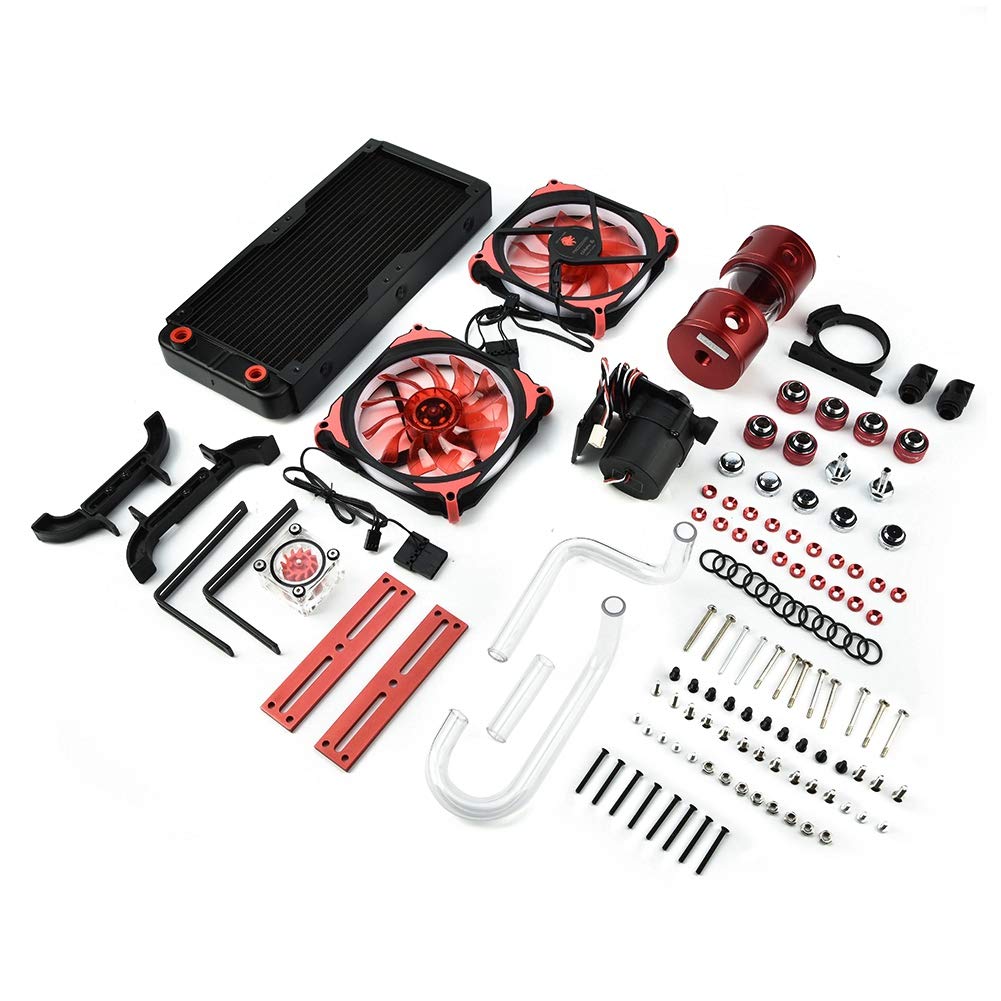 High Performance PC Water Cooling Kit - 18 Waterways Liquid CPU Cooler with SC600 Pump, Fans & G1/4 CPU/GPU Block - DIY Computer Water-Cooled Set for Gaming Rigs & High-End PCs - Perfect for Overclocking, Streaming & Intensive Gaming Sessions