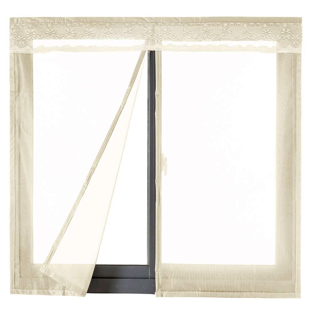 Liveinu Reinforced Magnetic Window Screen Mesh Curtain - No Drilling Easy Install 23x47 Inch Yellow - Strong Magnets for Doors & Windows - Keep Bugs Out While Enjoying Fresh Air - Perfect for Homes, Apartments & RVs