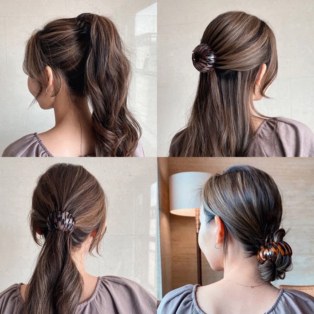 5 Pcs Birds Nest Hair Clips - Geometric Retractable Hair Loops, Bun Maker & Hairpin for Women & Girls - Perfect for Updos, Ponytails & Everyday Hairstyles