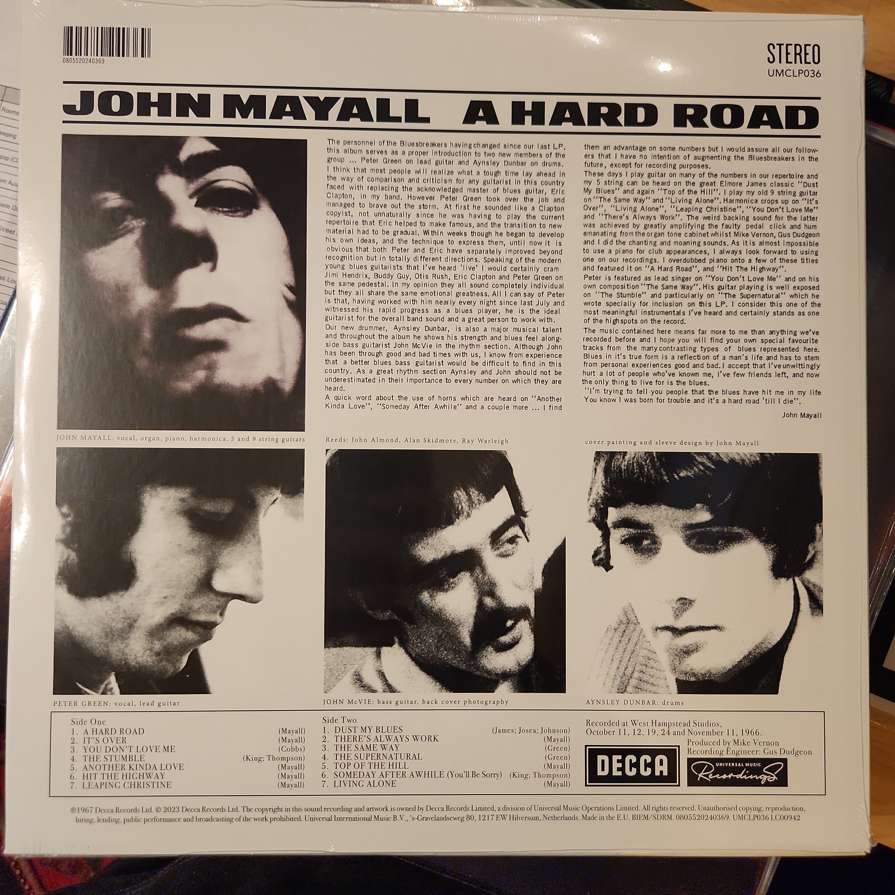 John Mayall Bluesbreakers - A Hard Road Vinyl LP Record | Classic Blues Rock Album | Perfect for Collectors & Music Enthusiasts