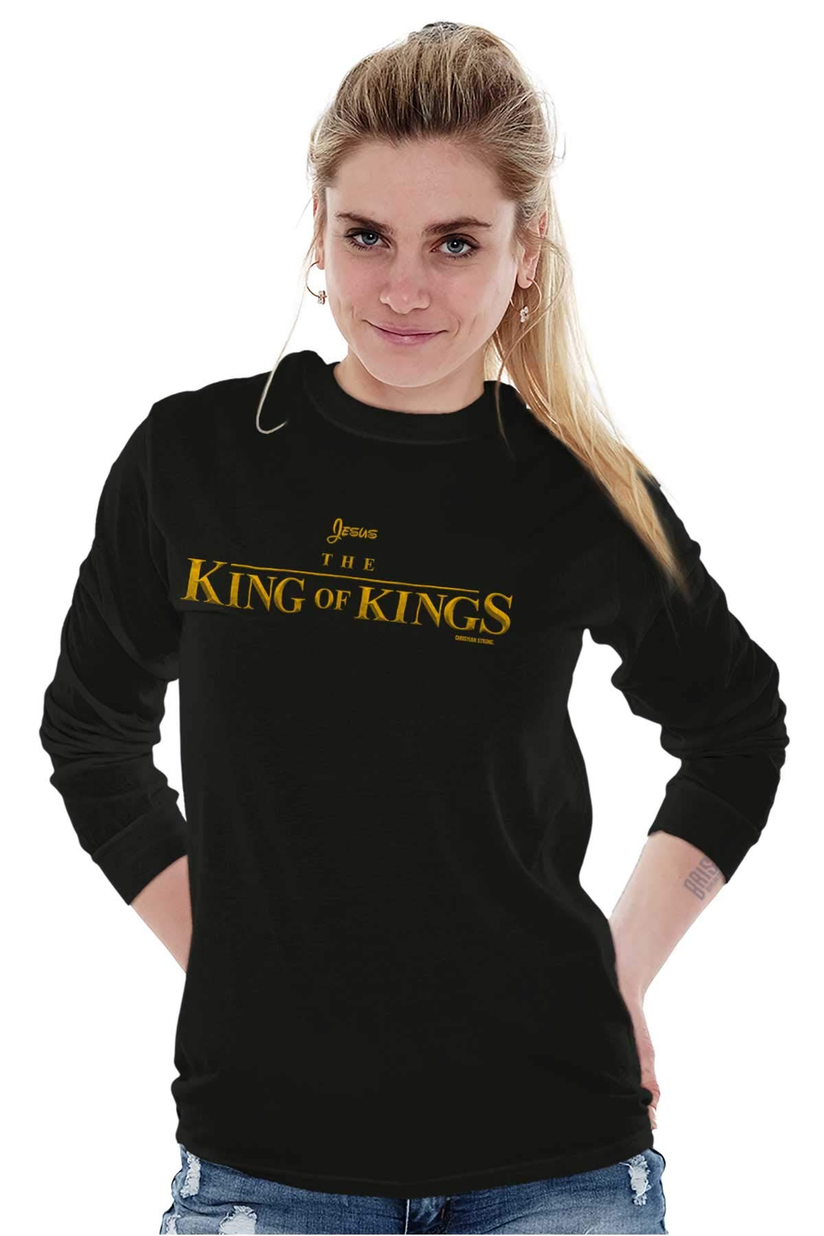Jesus The King of Kings Christian Long Sleeve T-Shirt for Men & Women - Religious Apparel for Church, Bible Study & Faith-Based Events