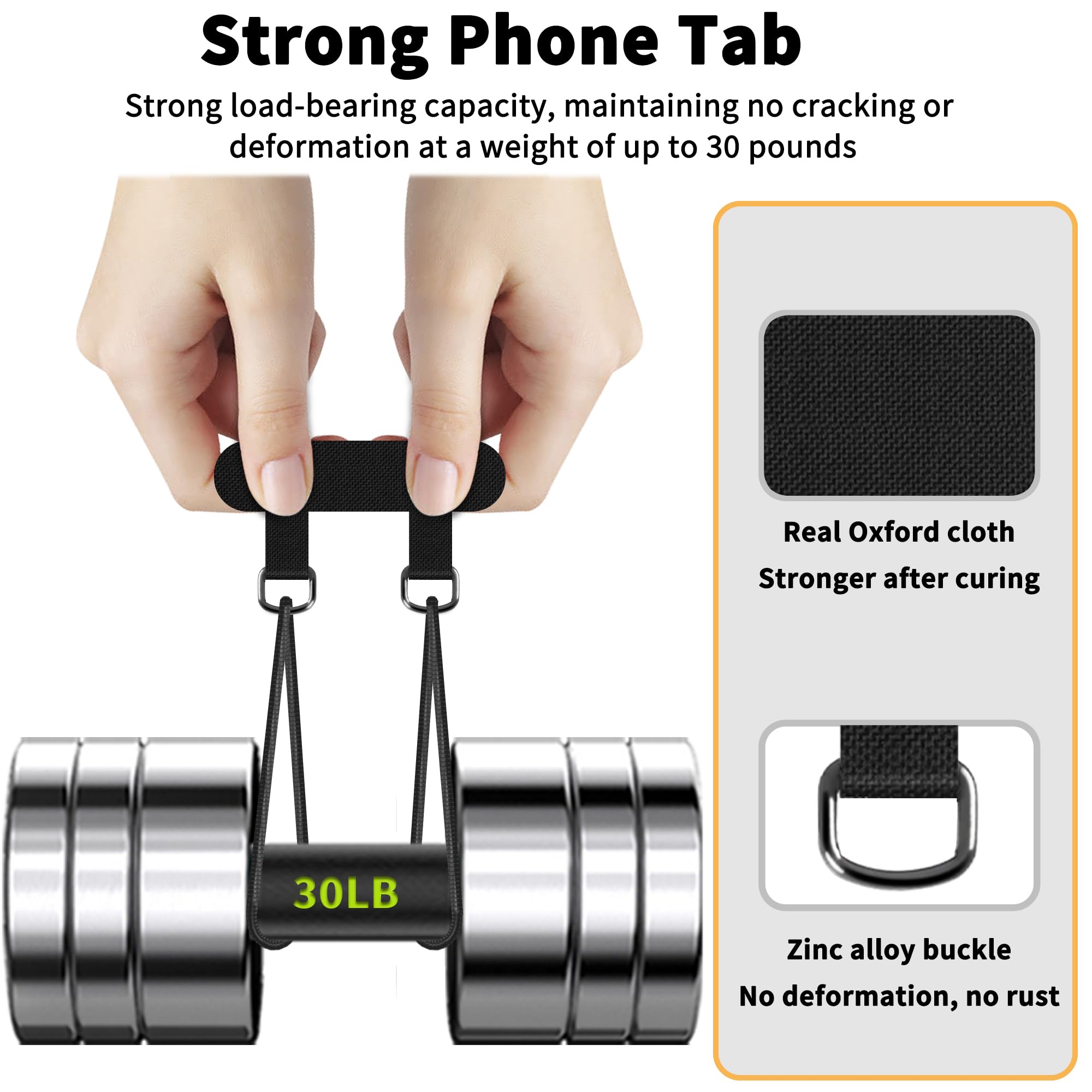 2 Way Phone Tether Tab for Full Cover Phone Case with Dual Speaker Holes - Small Black Phone Strap Patch with Double Buckle - Replacement Part for Secure Phone Attachment | Perfect for Outdoor Activities, Travel and Daily Use