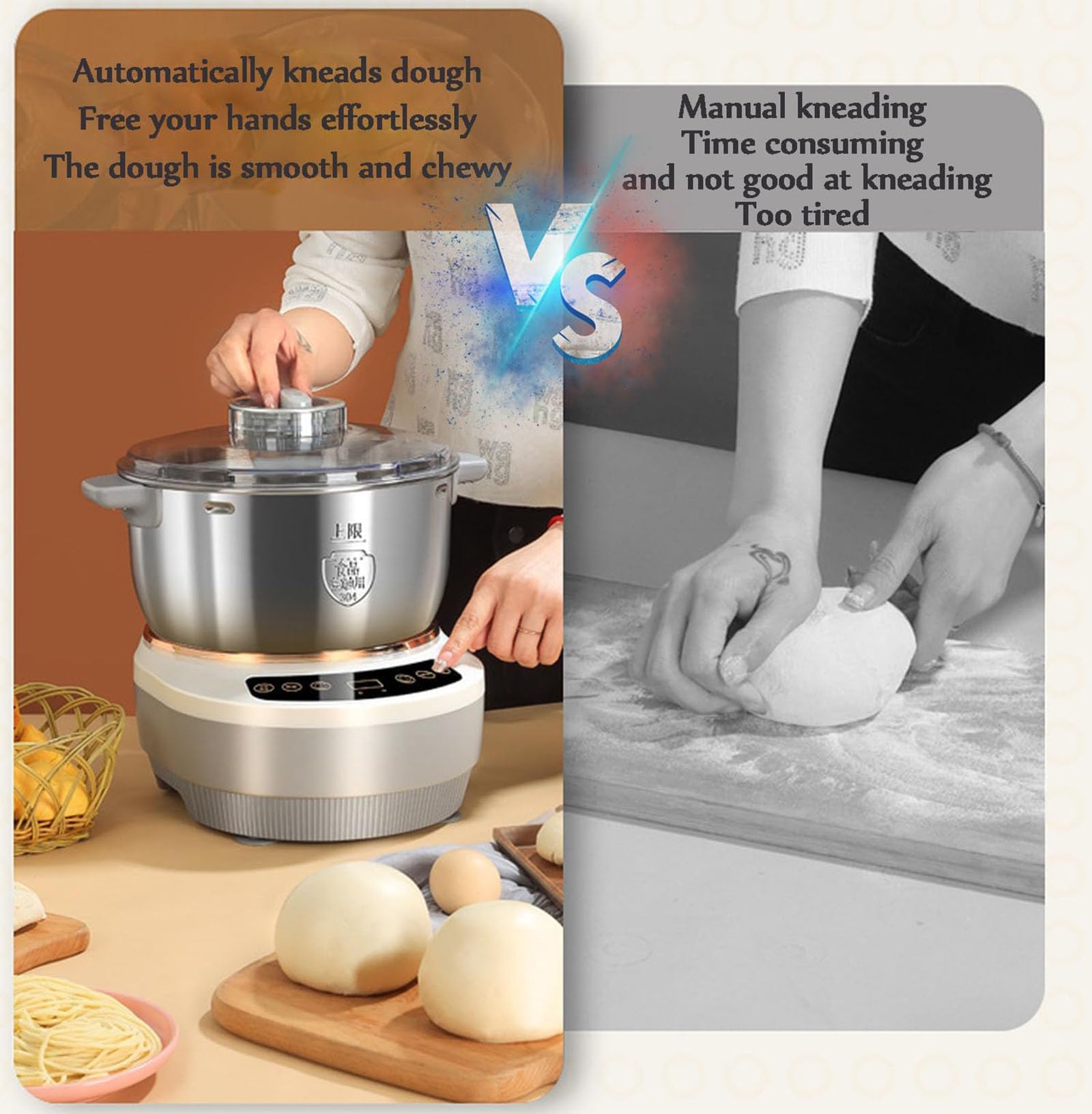 Professional 5L Stainless Steel Dough Kneading Machine with Fermentation Function - Microcomputer Timing & Touch Panel, Split Design Dough Mixer Proofer for Easy Cleaning - Perfect for Home Bakeries, Pizza Shops, and Bread Making Enthusiasts