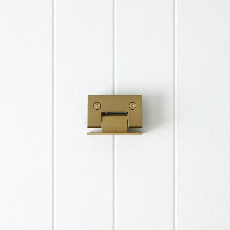 Brushed Brass Shower Hinge for Glass to Wall Installation - Perfect for Bathroom Glass Door & Shower Enclosure Hardware