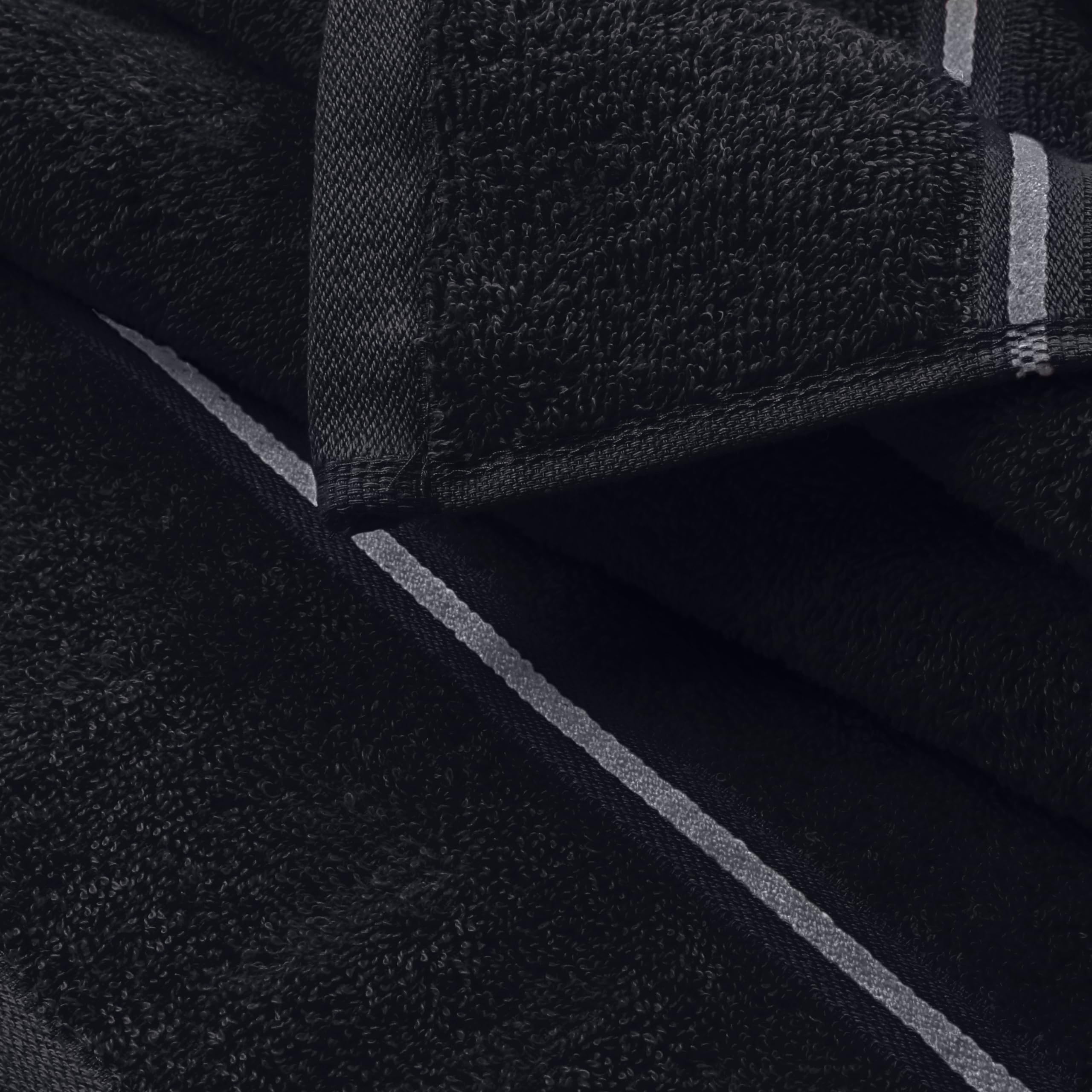 Premium 2-Pack Cotton Oversized Bath Towels 28x55 Inches - Ultra Absorbent, Quick Dry & Lightweight Large Towels for Bath, Spa, Gym, Travel, Camping & Pool Use - Soft Luxury Black Bath Towel Set