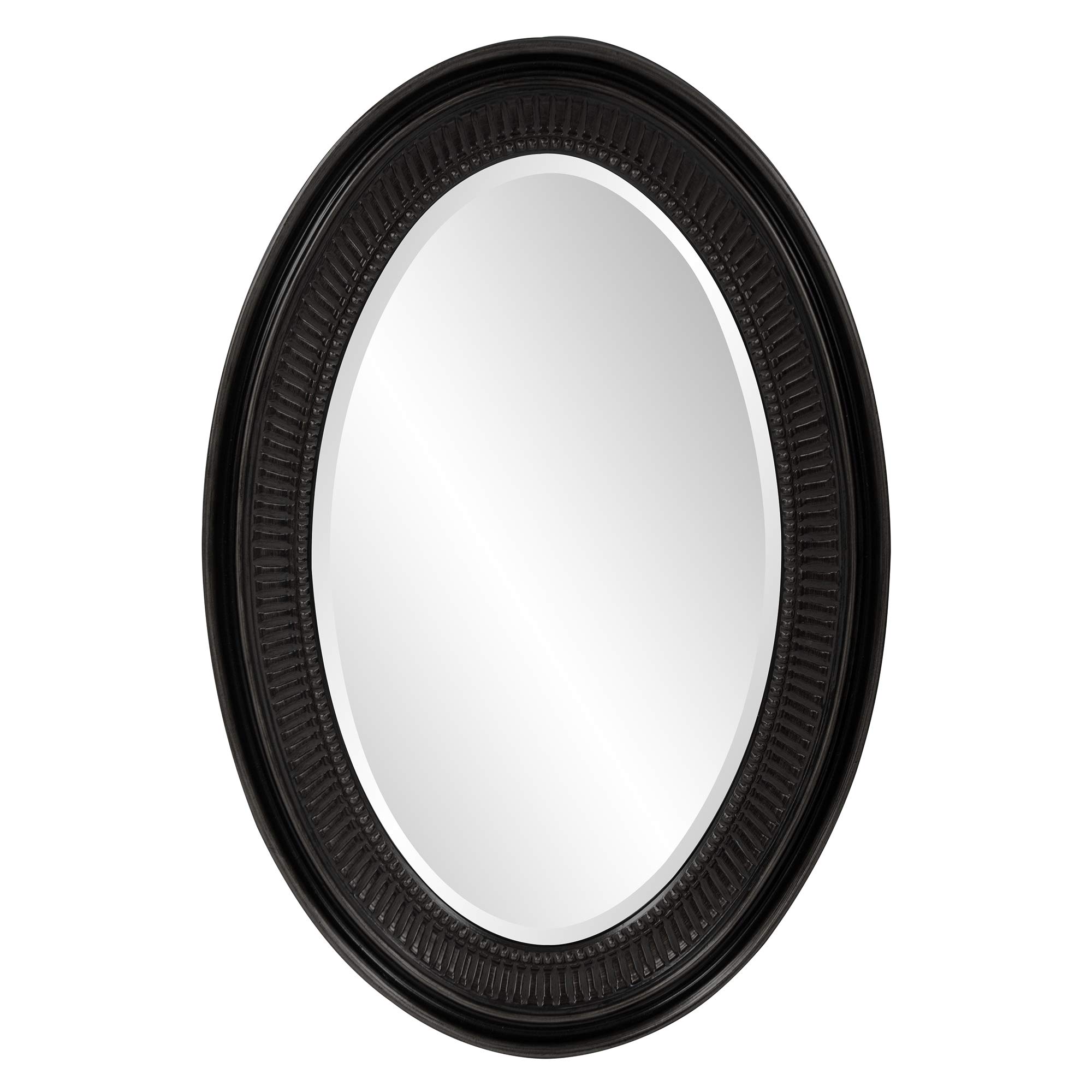 Howard Elliott Ethan Black Oval Decorative Wall Mirror - Vintage Resin Frame Vanity Mirror for Living Room, Bedroom & Home Decor - 21 x 31 Inch - Perfect for Entryway, Bathroom & Dressing Area