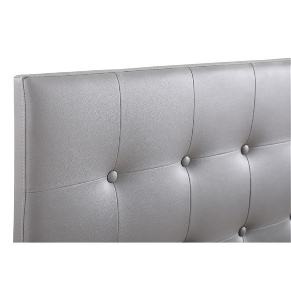 Glory Furniture Super Nova Faux Leather Upholstered Full Headboard in Light Gray - Modern Bed Frame Headboard for Master Bedroom & Guest Room Decor