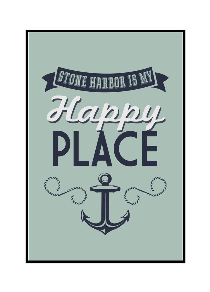 Stone Harbor New Jersey Framed Canvas Wall Art - 24x36 Gallery Wrapped Stretched Canvas Print - Coastal Beach Decor for Living Room, Bedroom & Office