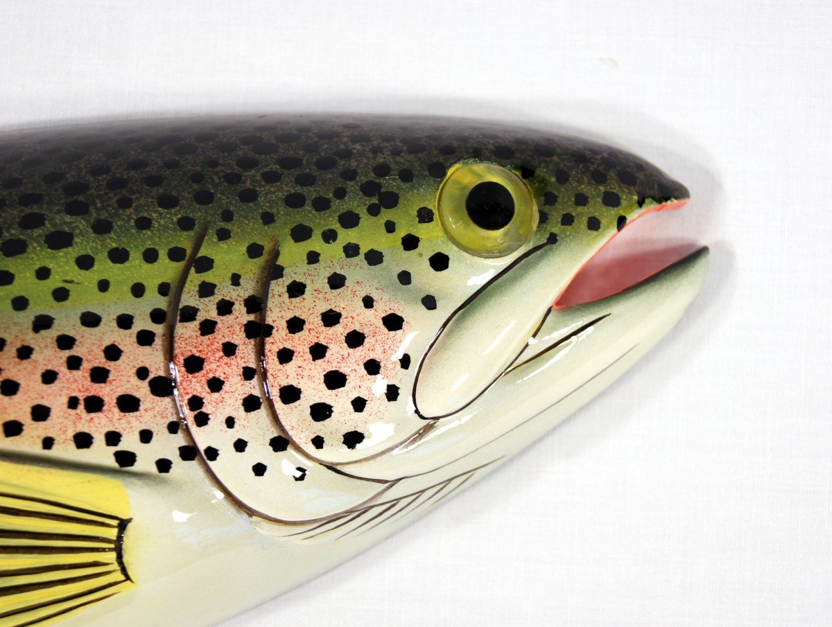 Hand Painted Rainbow Trout Replica Wall Mount - 18
