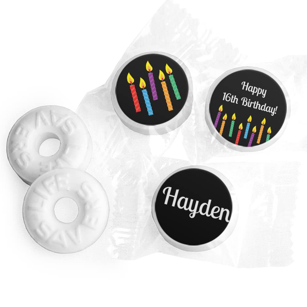 Personalized Birthday LifeSavers Mints in Black - Approx 320 Individually Wrapped Candies for Party Favors, Wedding Favors & Corporate Events